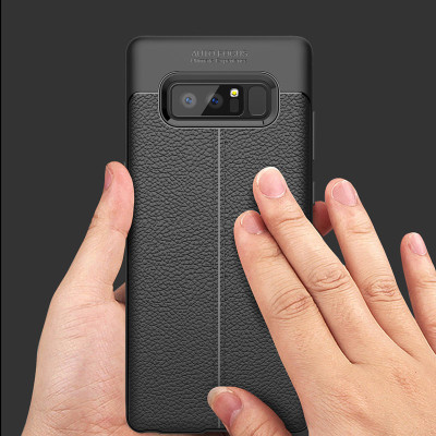Силиконови гърбове Силиконови гърбове за Samsung Луксозен силиконов гръб ТПУ кожа дизайн за Samsung Galaxy Note 8 N950F черен